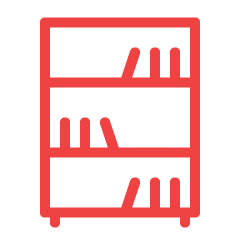 bookcase-library-bookshelf-red